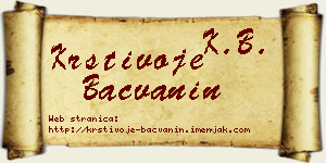 Krstivoje Bačvanin vizit kartica
